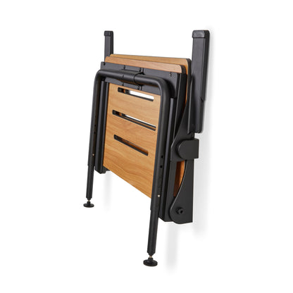 Silhouette Comfort Plus Heavy Duty Folding Wall Mount Shower Bench Seat, Teak Seat with Black Frame