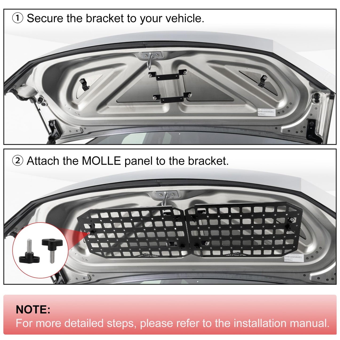 TRUCFUSION Front Trunk Molle Panels Compatible with Tesla Cybertruck 2023-2025, Aluminum Alloy Tools Organizer