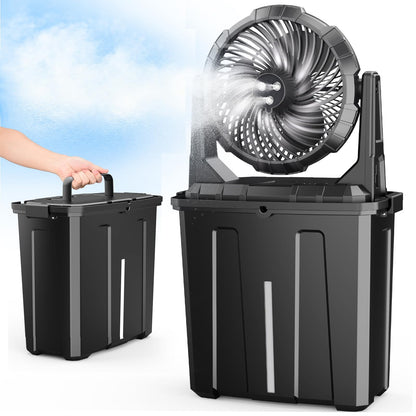 Ausic Portable Misting Fan, 9L 10-inch Outdoor Mist Fans for Outside Patios Cooling, 30000mAh Rechargeable Battery Fan with Water Box, 3 Strong Winds, 3 Spray Mister