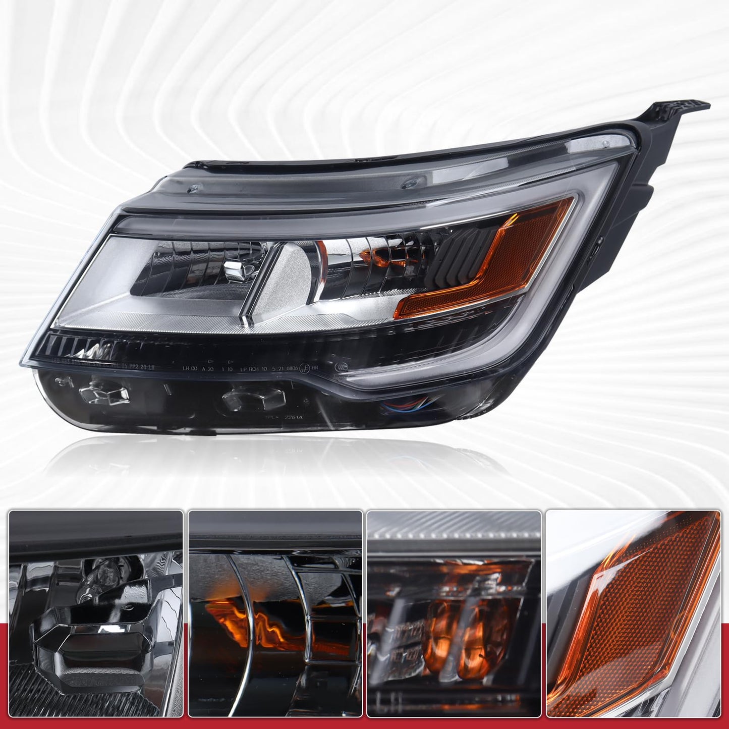 Duolctrams Pair W/O LED Module Chrome Bezel LED Headlights Assembly Compatible with 2016-2019 Ford Explorer Sport/Limited/XLT/Platinum 7-PIN FB5-Z130-08N FB5-Z130-08B FO2518130