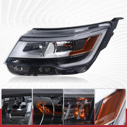 Duolctrams Pair W/O LED Module Chrome Bezel LED Headlights Assembly Compatible with 2016-2019 Ford Explorer Sport/Limited/XLT/Platinum 7-PIN FB5-Z130-08N FB5-Z130-08B FO2518130