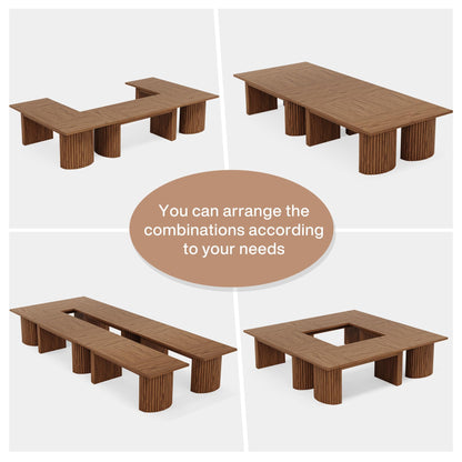 Tribesigns 78.7" Conference Table for 6-8 People, 6.56 ft Large Rectangle Meeting Table with Double Pedestal, Farmhouse Seminar Table Boardroom Desk for Office Meeting Conference Room, Walnut