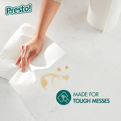 Presto! Ultra-Strong Premium Paper Towels - Flex-a-Size, 158 Sheets, 12 Huge Rolls | Equivalent to 38 Regular Rolls, White