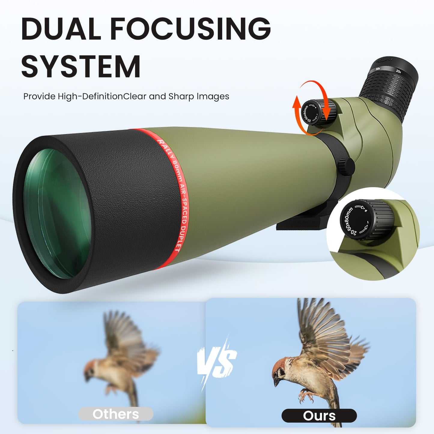 20-60x80 Spotting Scopes for Bird Watching, BAK4 Waterproof Spotting Scope for Target Shooting Wildlife Viewing Hiking Camping, HD Spotter Scope with Tripod Smartphone Holder and Carrying Bag