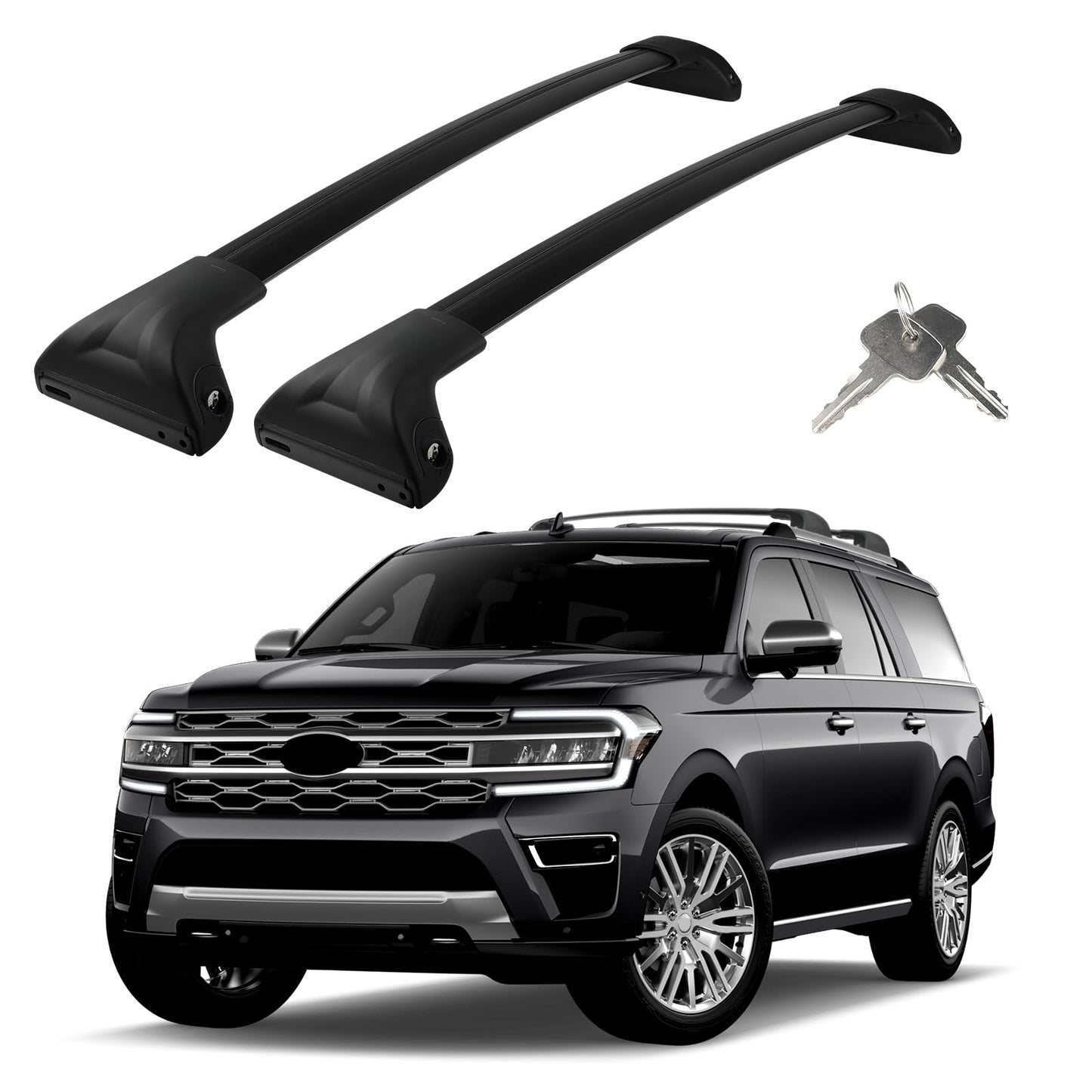 Roof Rack Cross Bars Compatible with Ford Expedition/Max 2018-2026 & Lincoln Navigator 2018-2024, Adjustable Aluminum 300LBS Anti-Theft Lock Cargo Carrier Rooftop Crossbar for Bike,Snowboard,Luggage