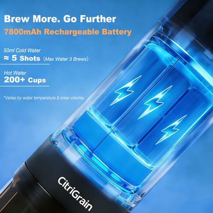Citrigrain Portable Espresso Machine, Self-Heating Travel Coffee Maker with Fast Charging USB-C & Carrying Bag & Stand, for Ground Coffee & NS Capsules, for Camping, Hiking, RV, Office