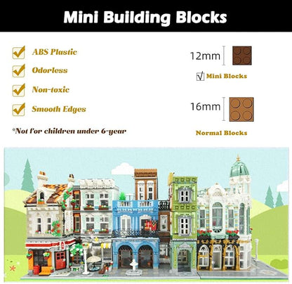 ZenithFlow Street View Building Blocks Kit Cuba Hotel Mini Blocks Construction Toys European Architecture Model House Store Building Set Idea Gifts Home Decoration Collection for Adults (3959 PCS)