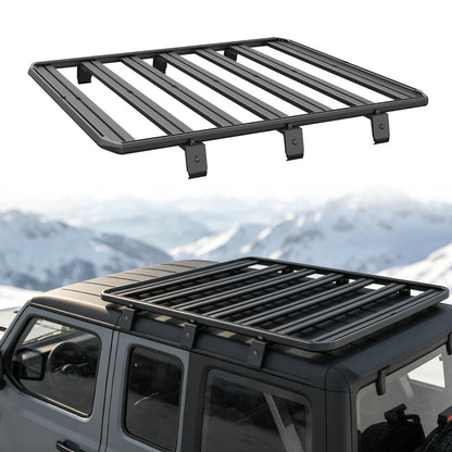 Trumgeta Roof Rack Platform Fit for Jeep Wrangler JL 2018-2026, 56" x 82" All Aluminum Rooftop Cargo Rack with T-Slot System, 1000 lbs Static Load, Overland Rack for Rooftop Tent Camping Gear