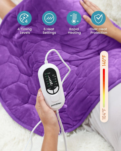immtree Weighted Heating Pad for Deeper Pain Relief, 7lbs XXXL Size(29x24) with Fast Heat Technology, Heated Blankets for Adults, Relief for Back and Shoulder and Knee