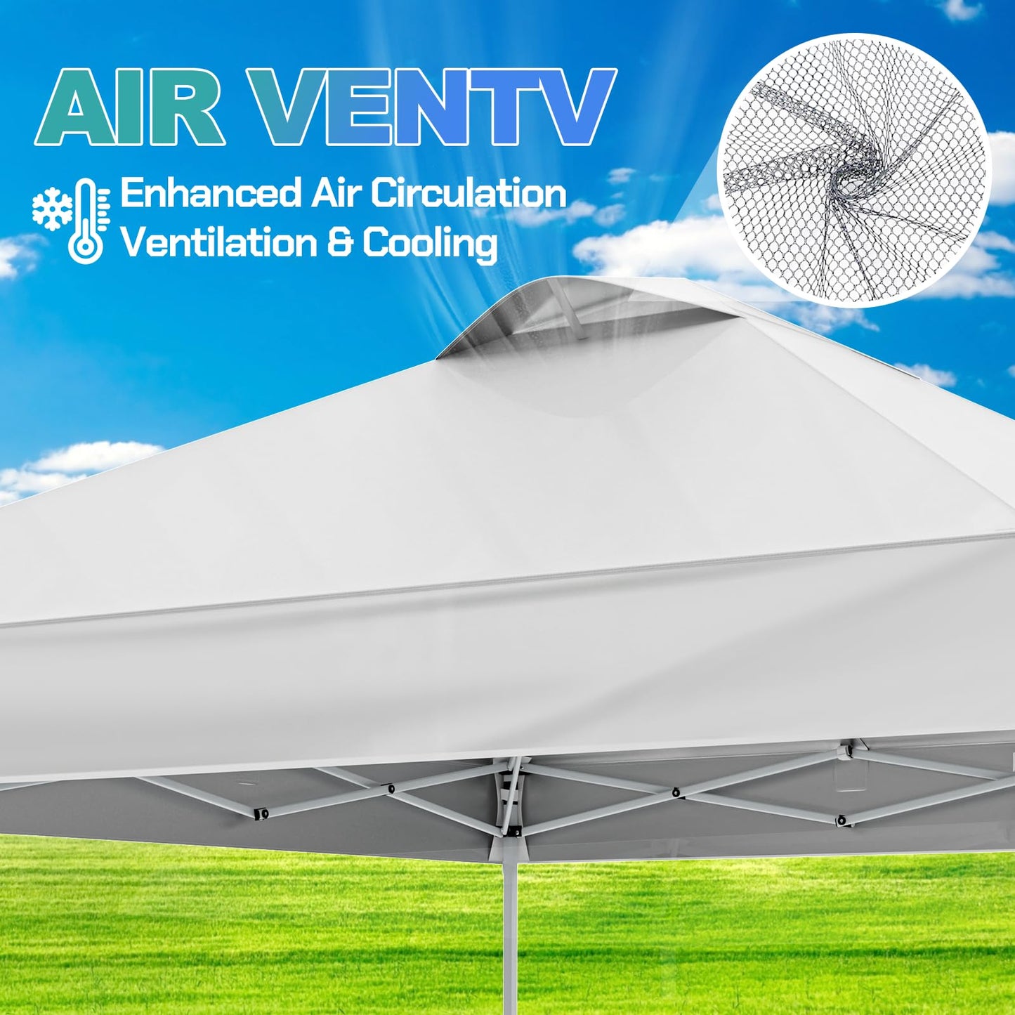 UEAKPIC 10x10 Pop Up Canopy with Sidewall, Instant Portable Outdoor Tent, UPF 50+, Waterproof, Adjustable White Sun Shelter with Vented Roof for Party, 1 Wheel Bag, 8 Stakes, 4 Ropes, 4 Sandbags