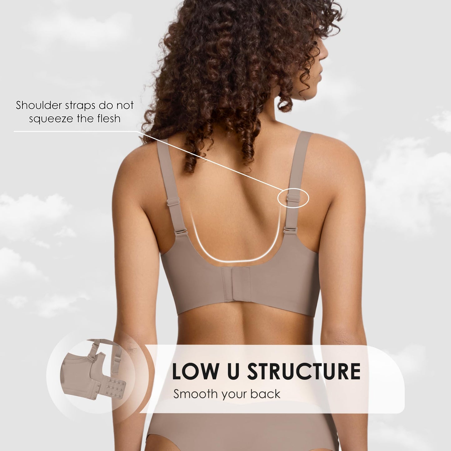 Wireless Seamless Jelly Bra for Women with Support - No Underwire Full Coverage Push Up Bras for Women