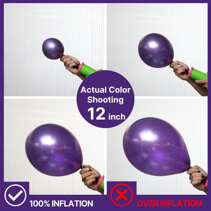 PartyWoo Metallic Purple Balloons - 140-Piece Chrome Balloon Arch Kit for Graduation & Birthday Celebrations | Various Sizes