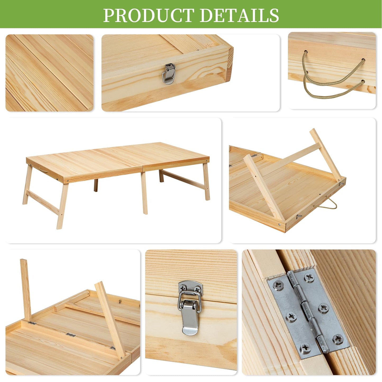 Zupemo Foldable Boho Wooden Picnic Table, No Assembly Required 60" x 30" Portable Outdoor Indoor Low Picnic Table for Floor Camping, Seating, Beach, Backyard, BBQ, Seats 6–8 People