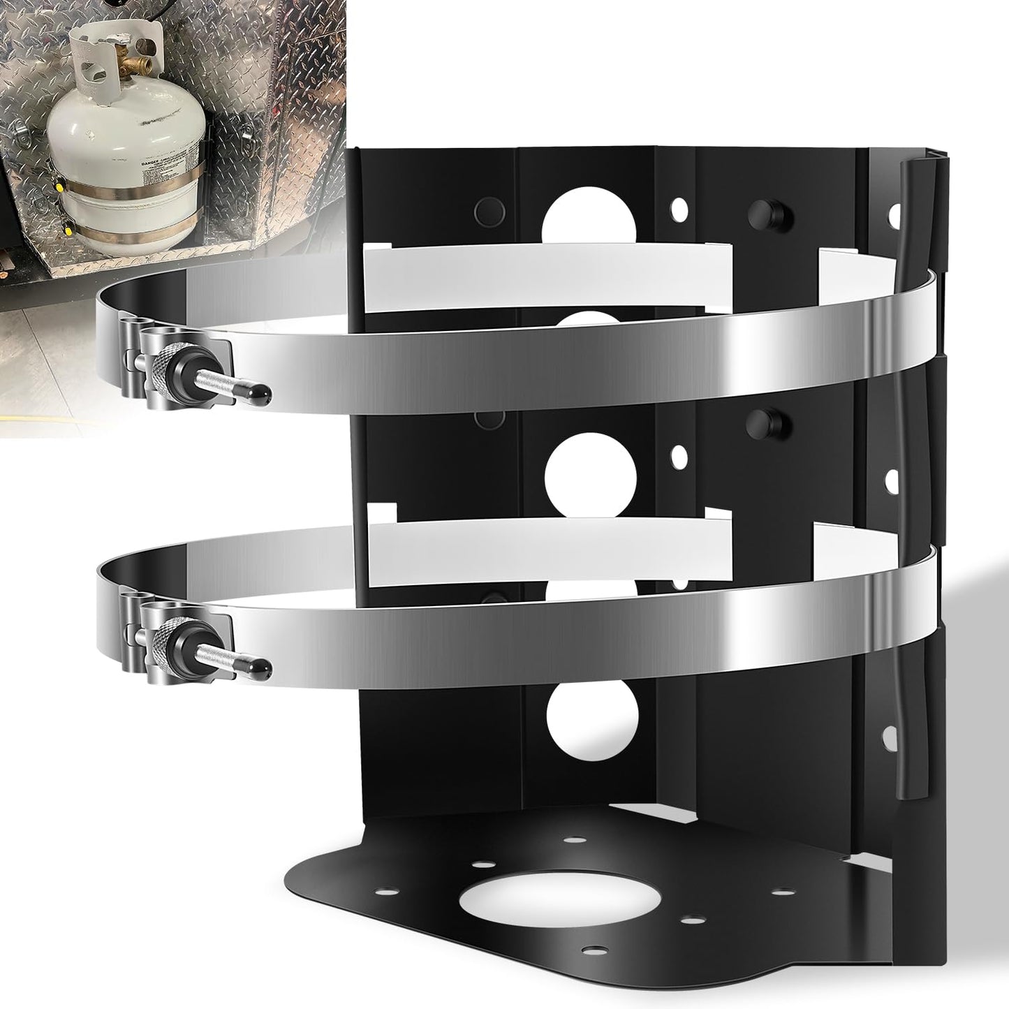 besttruck 20 lb Heavy-Duty BBQ Propane Tank Holder Fit for 12-Inch 17lb 20lb 22lb BBQ Gas Tanks, for Vehicle, Truck Bed, Trailer, Car, RV, Boat Replace BKT-2290
