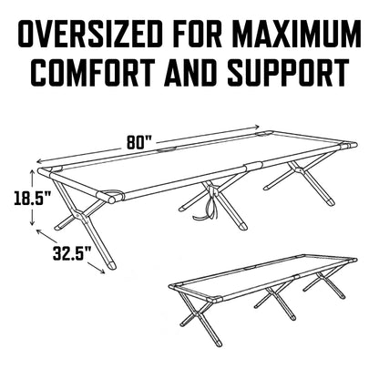Rothco Oversized Folding Cot - Portable Bed Frame with Carry Bag for Camping & Travel