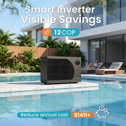 Vidapool 55,000 BTU Swimming Pool Heater 12 COP Electric Pool Heat Pump for Above Ground and Inground Pools Heating and Cooling Smart WiFi Control Pools Up to,16000 Gallons