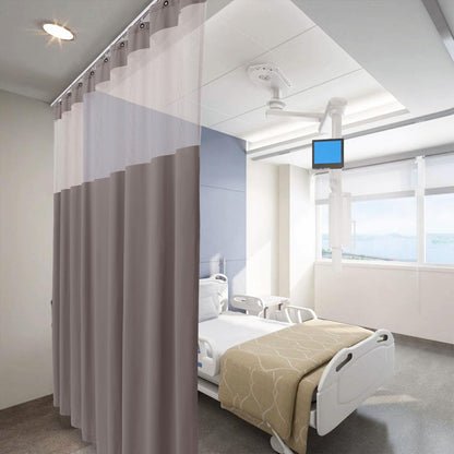 ABBRIGE Flame Retardant Hospital Curtain Hanging Medical Privacy Room Divider Cubicle Curtains for Room Separation - Meets for Fire Retardant Testing According to NFPA-701 (1 Panel, Grey, 12x8ft)