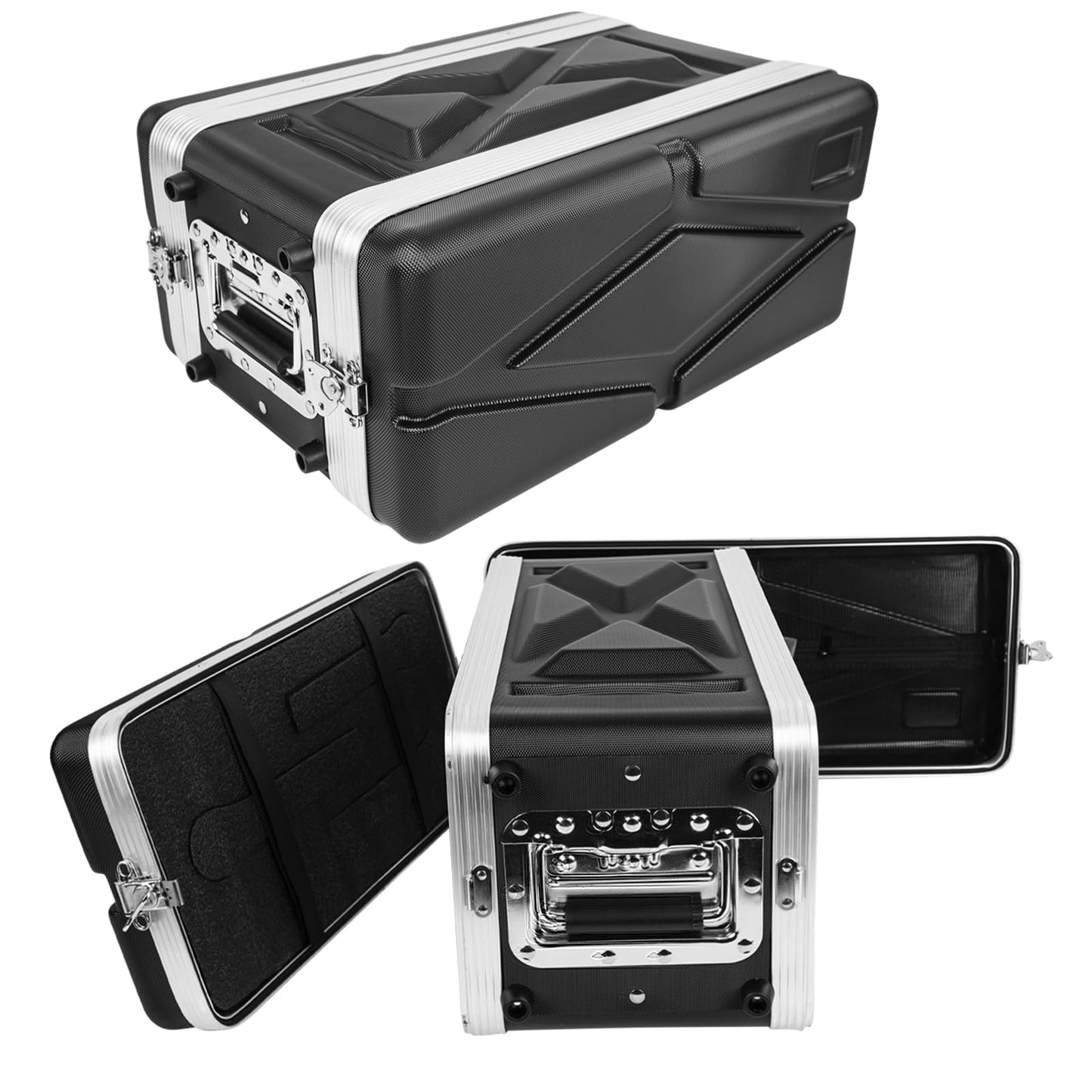MUZNOTE 4U ABS Rack Case Shallow 8" Depth, 19" Rackmount Flight Road Travel Case,WaterproofProtective Hard Case with Customized Foam, Wireless MicSystem Storage, Amps, Mixers, Microphone Receivers