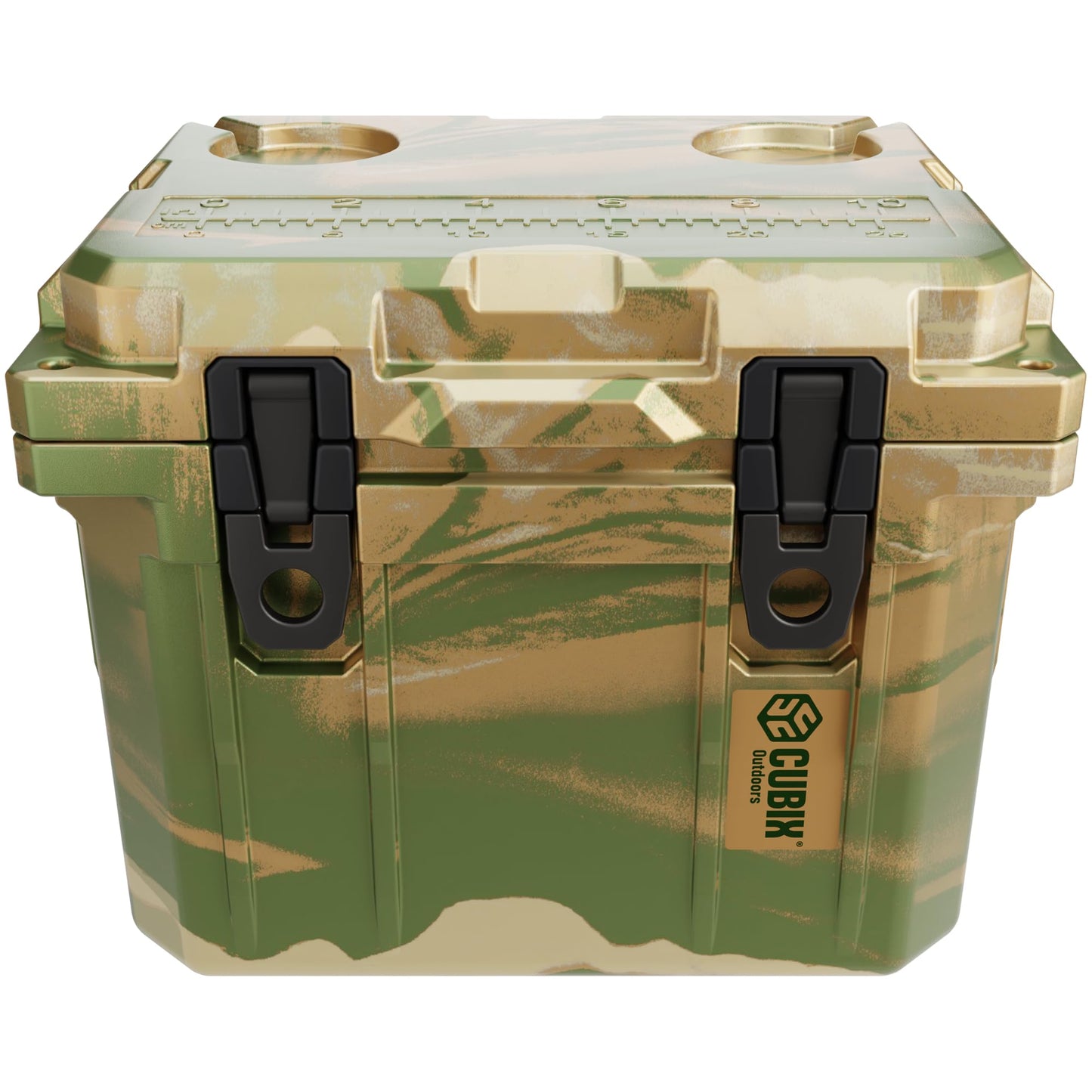 Cubix Outdoors, QuadraX 10QT Rotomolded Personal Small Cooler, Insulated Portable Hard Cooler Ice Chest, Holds Ice for 72 Hours for Outdoor Activities, 2 Built-in Cup Holders, Hunter Camo
