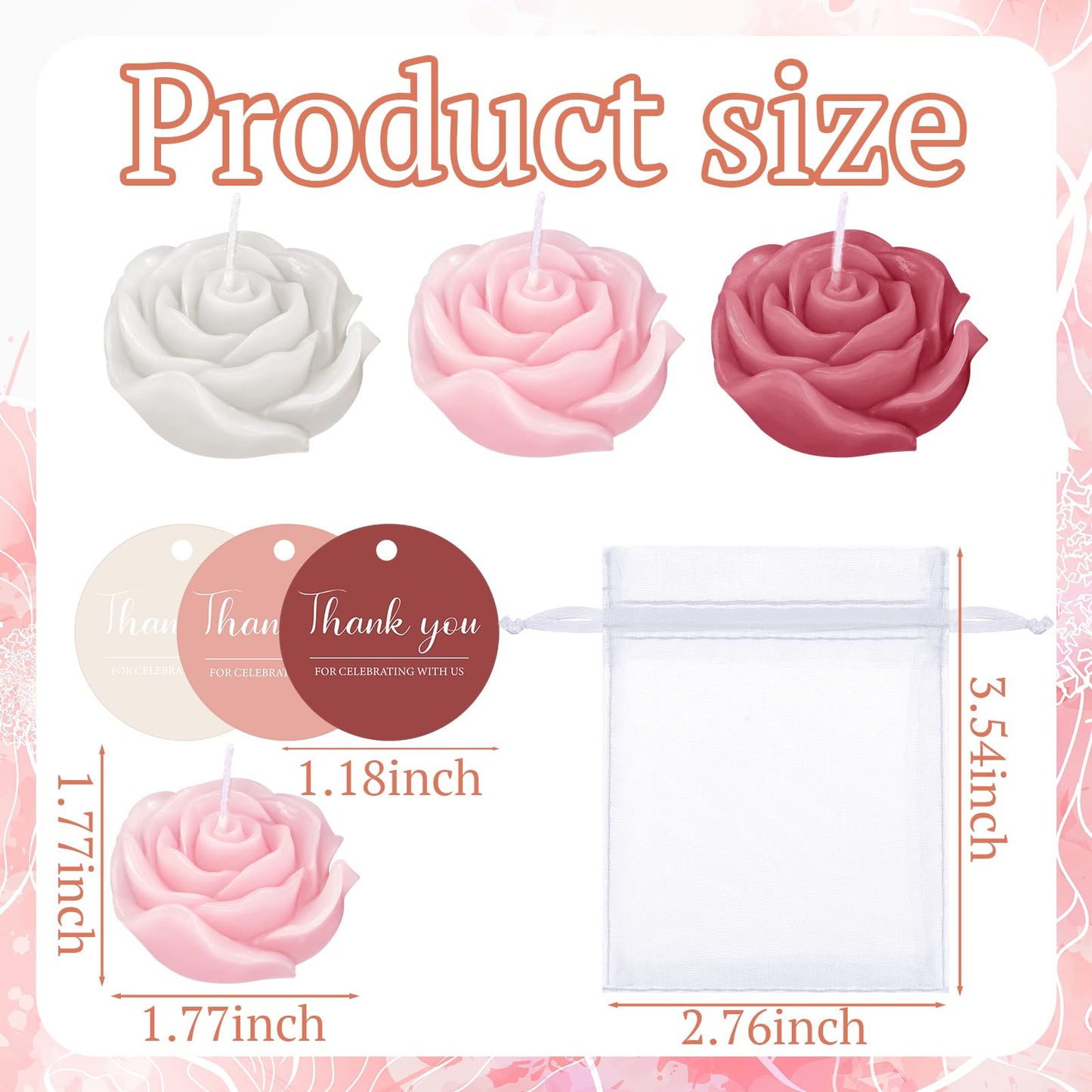 Treela 50 Set Flower Candles Wedding Favor for Guests Mini Dusty Pink Rose Shaped Tealight Candles for Return Gift Wedding Birthday Bridal Shower Housewarming Party