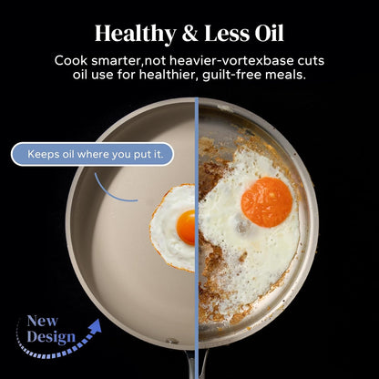 Redchef Nonstick Ceramic Frying Pan - Stay Cool Handle, PFOA & PFAS Free | 8" Beige Induction Skillet