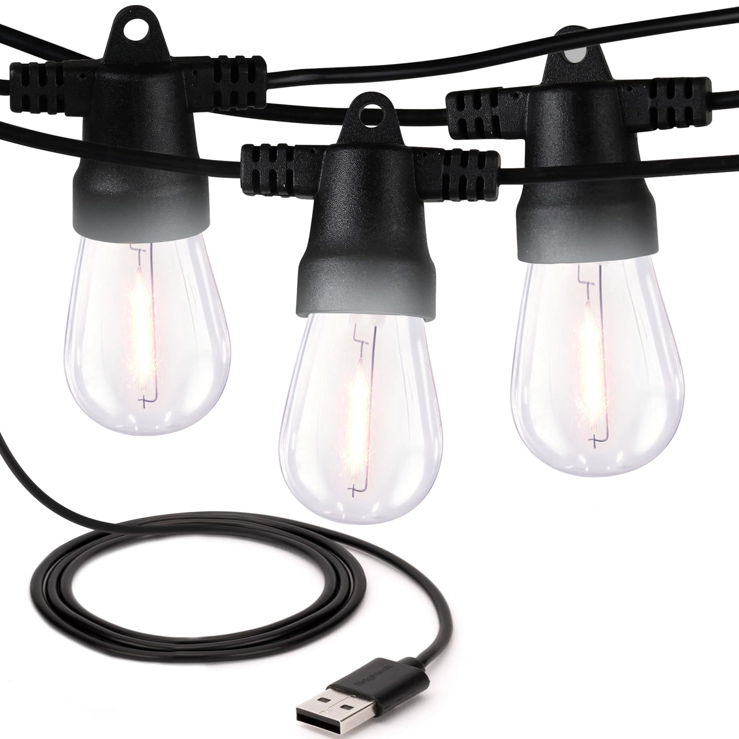 Brightech Bundle Ambience Pro USB Powered String Lights - 24 Ft + 4-Pack 10FT String Light Poles