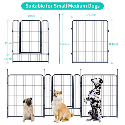 Dog Playpen Portable Outdoor Dog Fence, Dog Playpen for Large/Medium/Small Dogs, Dog Fences for The Yard with Doors Foldable Metal