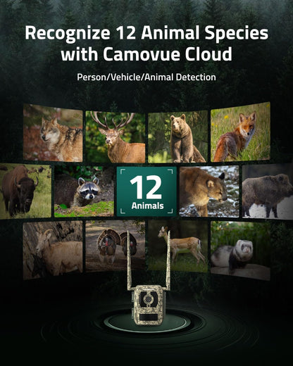 CAMOVUE True 4K 4G LTE Cellular Hunting Camera Outdoor with Battery Pack, 0.2s Trigger Speed, Game or Trail Camera with GPS, Non-Glow IR Night Vision, SIM Card, Motion Capture, Talon Pro+BP-10