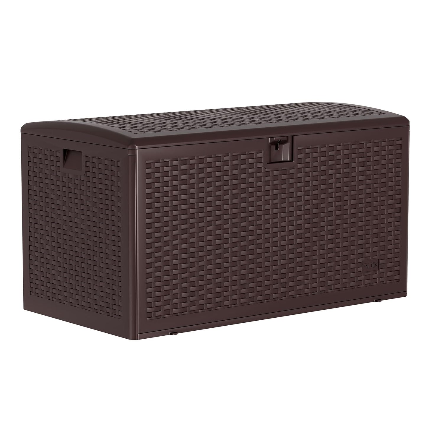 99 Gallon Waterproof Large Resin Deck Box Indoor Outdoor, Lockable Storage Container for Patio Furniture Cushions, Throw Pillows, Garden Tools, and Pool Floats, Brown