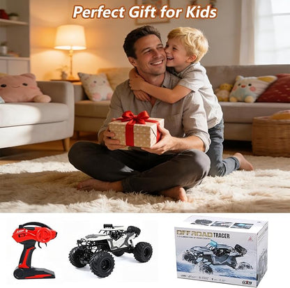 1:8 Large Amphibious RC Car – 4WD Waterproof Monster Truck Drives on Water &amp Land All Terrain Remote Control Truck with LED Lights Toy for Kids 3 Years and Up