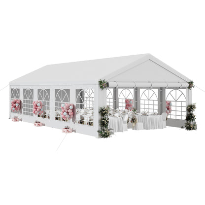 DWVO 16x32 ft Outdoor Heavy Duty Party Tent Wedding Event Shelters Upgraded Galvanized Canopy with Large White Roof, Removable Sidewalls
