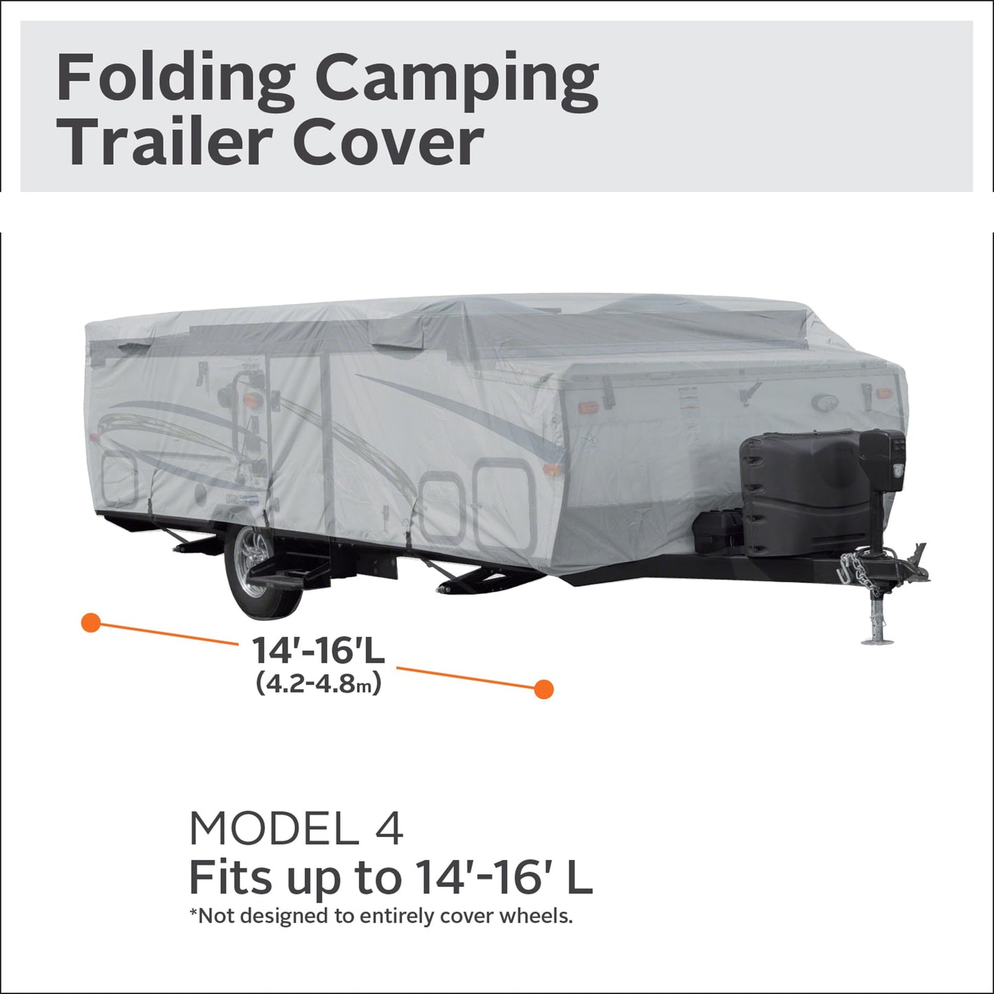 Classic Accessories Over Drive PermaPRO Folding Camping Trailer Cover, Fits 14'-16'L, RV Cover, Camper Cover, Travel Trailer Cover