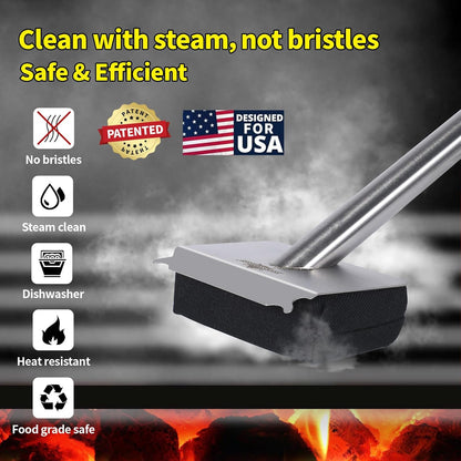 XUDAKAIXIN Grill Brush - Ultra Safe & Efficient Bristle-Free Steam Cleaner for BBQ | Replaceable Scraper Head