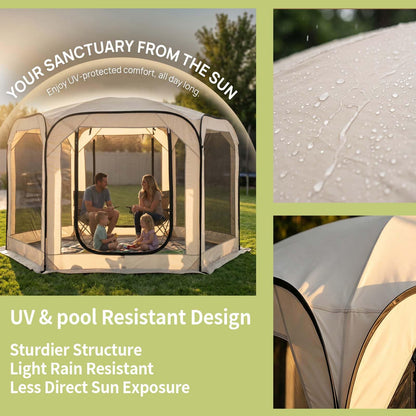 Oilpus Pop-Up Screen House Tent with Mosquito Netting 10x10 FT for 4–6, Portable Screen Room Canopy for Patio, Backyard, Camping, Deck & Outdoor Activities, Resistant Roof UV Gazebo with Carry Bag
