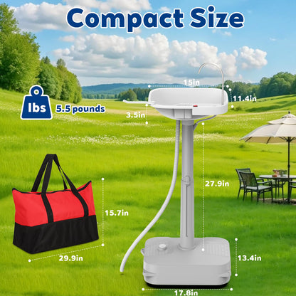 Electric Portable Sink Hand Wash Station - 18L Capacity With USB Port or Battery Powered, Lightweight Outdoor Sink for Travel, Outdoor, Camping - Includes Soap Dispenser & Towel Holder