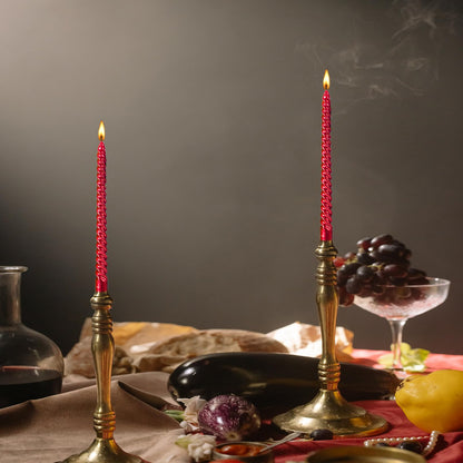 Kemladio 4 pcs 10 inch Taper Candles,Burning Unscented Tapered 7.5 hrs,Fancy Dinner,Tall Candle Sticks, Halloween Party Decorations (8pcs, Red)
