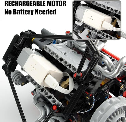 V8 Engine Model Kit That Work - 8-Cylinder Visible Engine Building Blocks Set with Motor LED Light &amp APP Control - Build Your Own Engineering Kit STEM Project for Adults &amp Kids (660 PCS)
