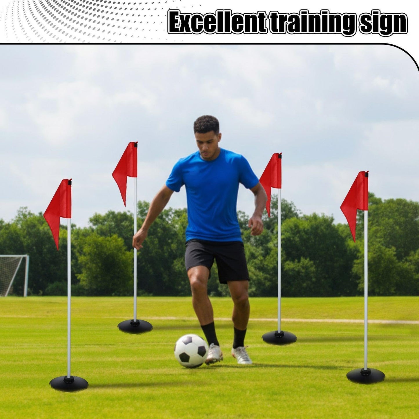 HunnmingRe 4 Pcs Soccer Corner Flags with Bag 60 Inches High Corner Flags for Soccer Field Indoor and Outdoor Training Grounds