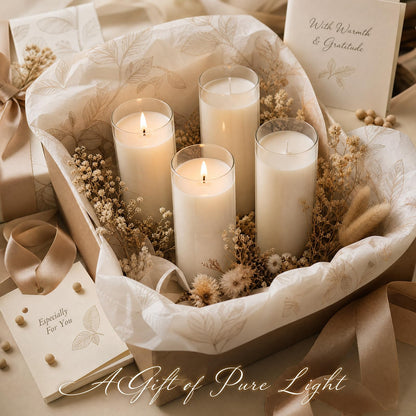 chaoxinge 2.24x7 inch 7 Day White Pillar Candles in Glass Set of 4 Up to 120Hour Burn time, Unscented Prayer, Religious Candles for Memorials, Vigil, and Emergency