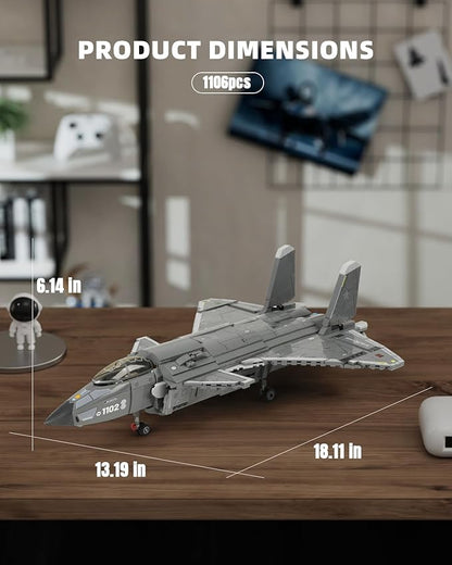 J-20 Fighter Jet Building Block Set for Adult Military Air Force Aircraft Building as Gift Giving (1106 Pieces)