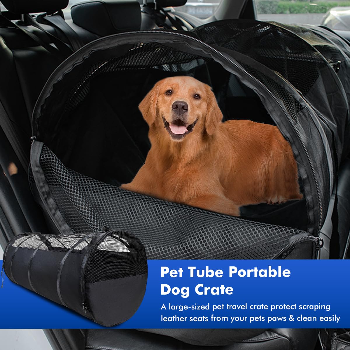 stryfull Pet Tube Soft Sied Dog Carries,Extra Long Cat Tunnel for Cars, Outsidet Enclosures Playpen Tunnel Catio for Long Distance Travel Road Trip