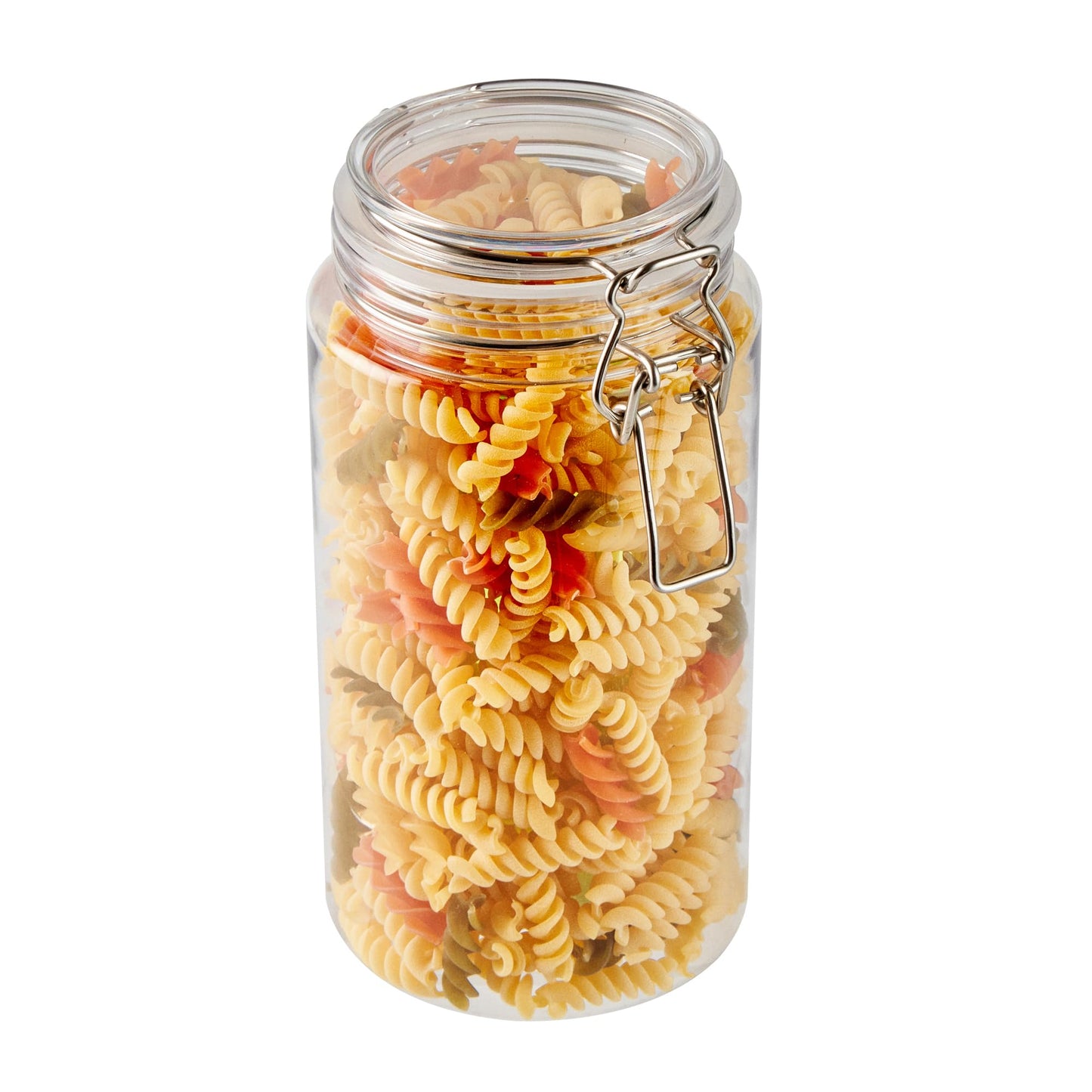 Restaurantware-Met Lux 51 Ounce Mason Jars, 20 Airtight Storage Jars With Lids - Rubber Gasket, Wide Mouth, Clear Plastic Round Canisters, Durable, For Kitchen And Pantry Storage Of Bulk Dry Food