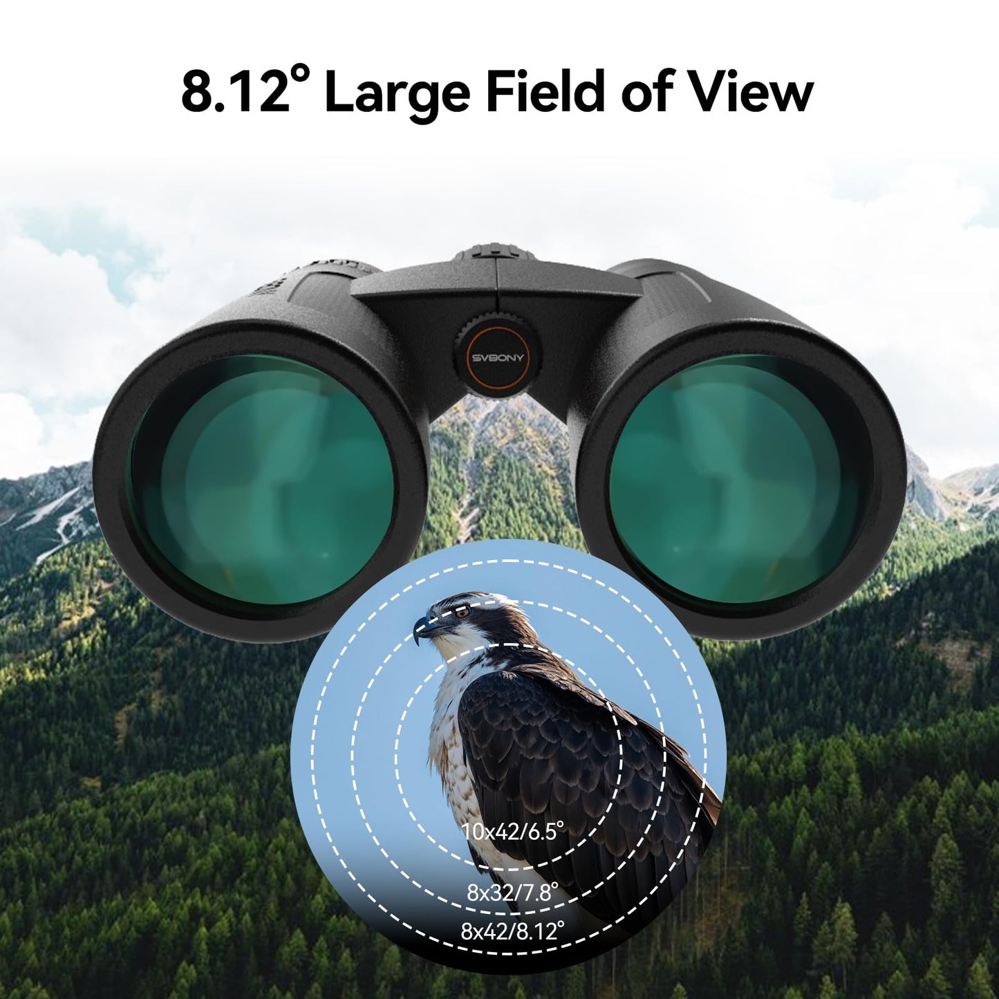 SVBONY Upgraded SV202 8x42 Binoculars for Adults, ED Binoculars for Bird Watching with Extra-Low Dispersion Objective Lens, BAK4 & FMC Optic System, 8°+Wide View Angle, IPX7 Waterproof for Cruise Ship