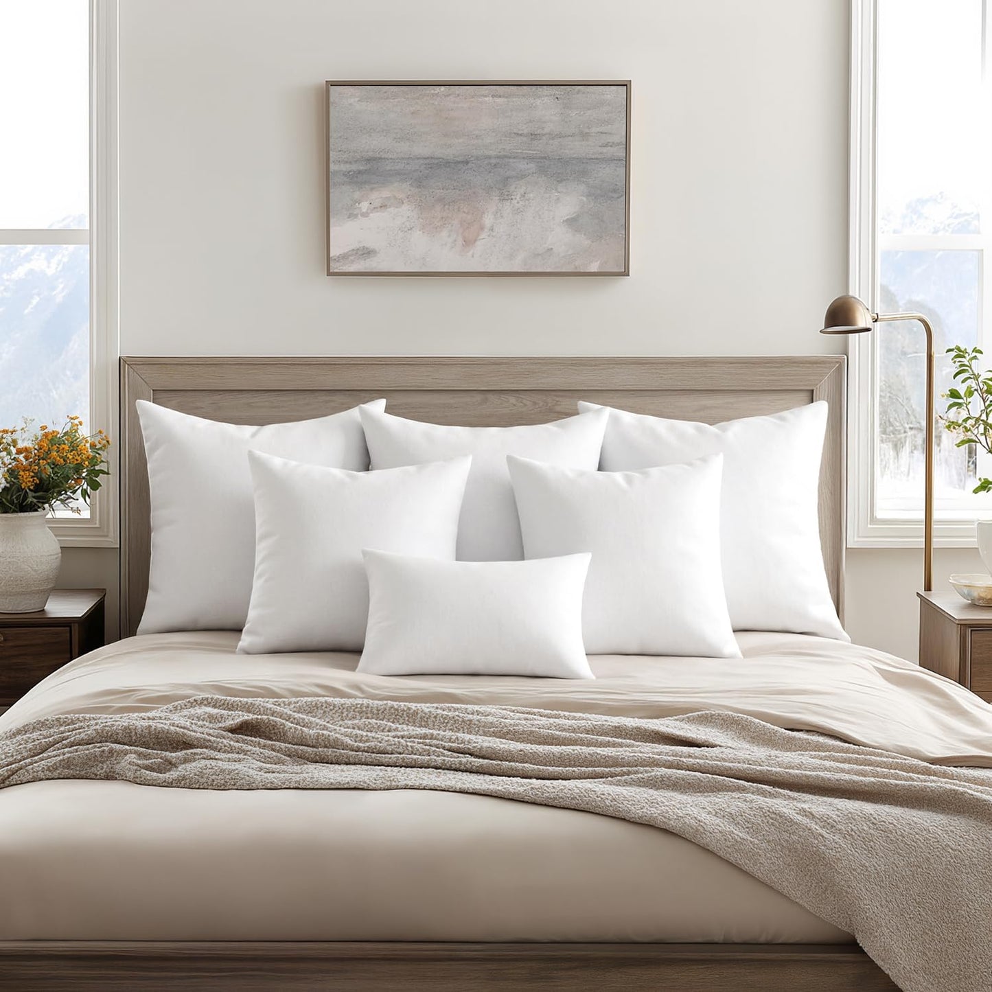 MIULEE Throw Pillow Inserts - Pack of 4, 18x18 Inch, 100% Virgin Fiber Filling for Bed & Couch
