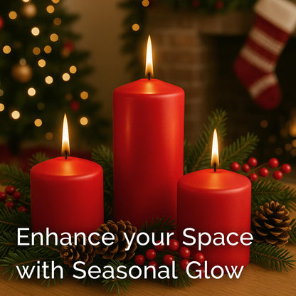 Stonebriar Unscented Pillar Candles – 65 Hour Burn Time, Long-Lasting Wax Candles for Weddings, Holidays, Home Décor & Special Events, Pack of 6, Red, 3" x 6"