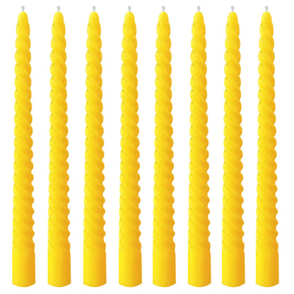 8 Pack 10 Inch Yellow Spiral Taper Candle Set, 7/8 Inch Unscented Driples Candlesticks for Home Decoration, 6-7 Hours Burn