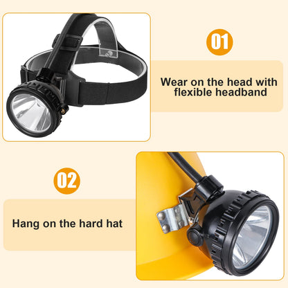 Superbright Rechargeable Mining Headlamp, Waterproof Explosion-Proof LED Safety Cap Lamp with Adjustable Headband for Coal Mining, Hunting, Fishing, Running, Camping, Hiking, Outdoor Activities