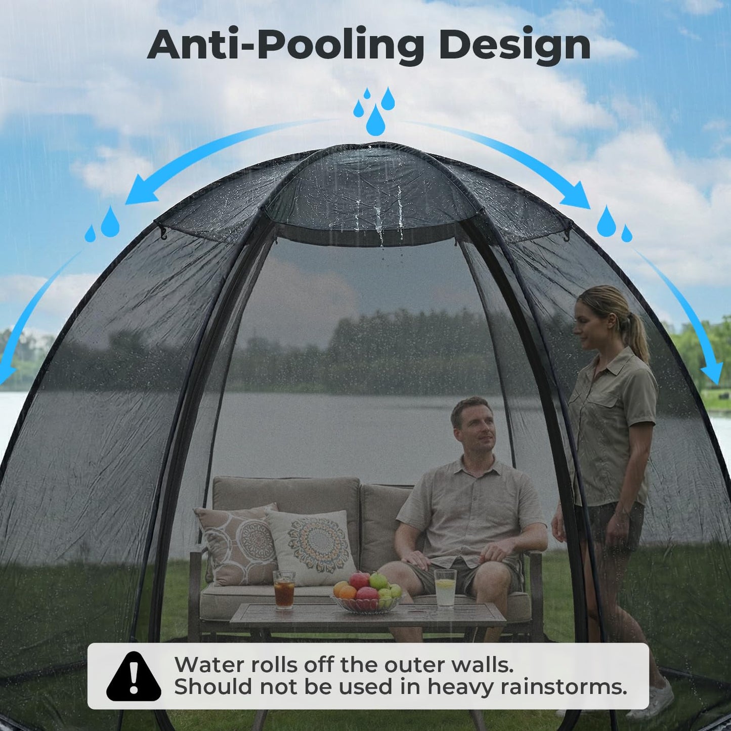 Alvantor® Pop Up Screen House Tent 10x10 FT, Snap-fit Black Mesh Screen Gazebo with Peaked Roof, Portable Screen Room Canopy Shelter with Sandbags for Camping, Backyard, Picnic