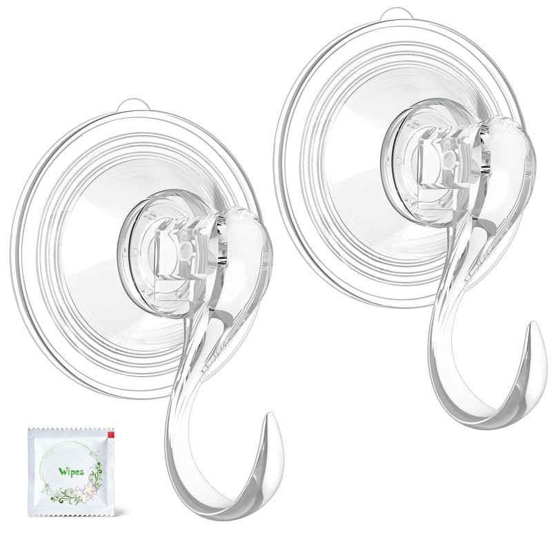 VIS'V Wreath Hanger, Large Suction Cup Wreath Hooks with Wipes, Heavy Duty, 22 LB Capacity, Removable and Reusable, Clear, 6 Pcs