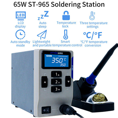 ATTEN ST-965 Soldering Station, Digital Display Welding Station, Equipped with Automatic Sleep Function and ℃/℉ Switching, Suitable for Mobile Phone Chip and Electronic Repair. 110V 65W